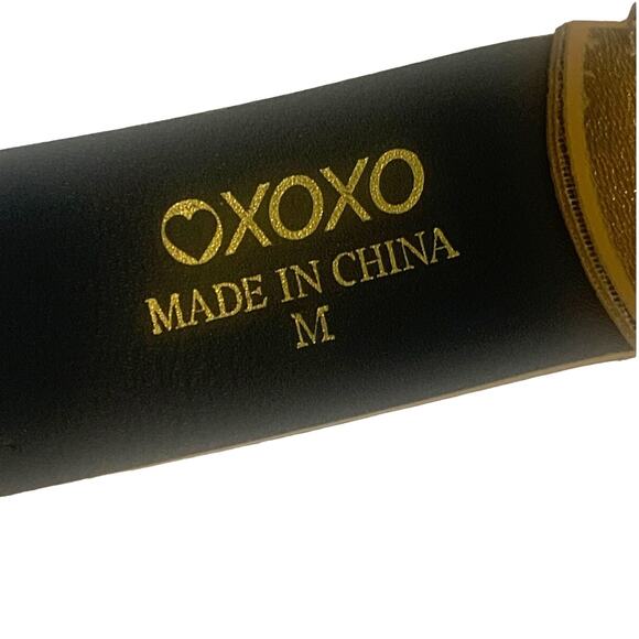 XOXO Dark Gold Belt Medium Rhinestone Buckle Studded Faux Leather - Picture 2 of 5